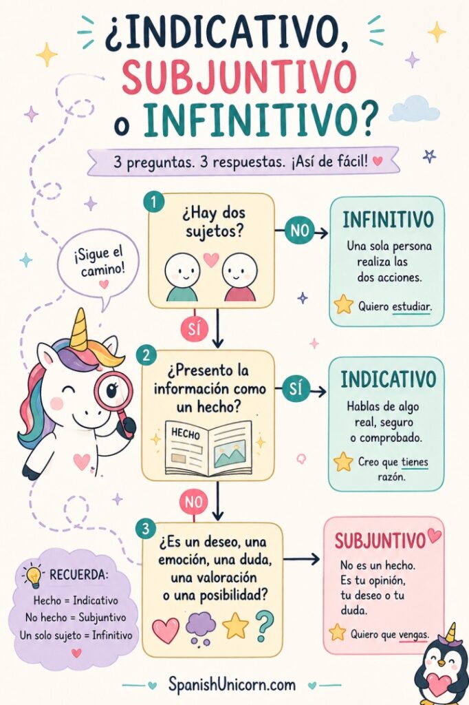 indicativo, subjuntivo o infinitivo? para hacer el Quiz: ¿Subjuntivo o Indicativo?