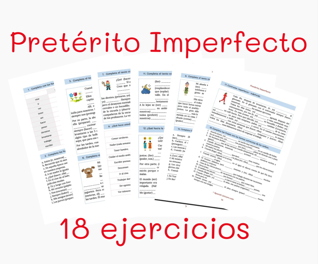 Imperfecto ejercicios materiales para clases de espanol imprimir