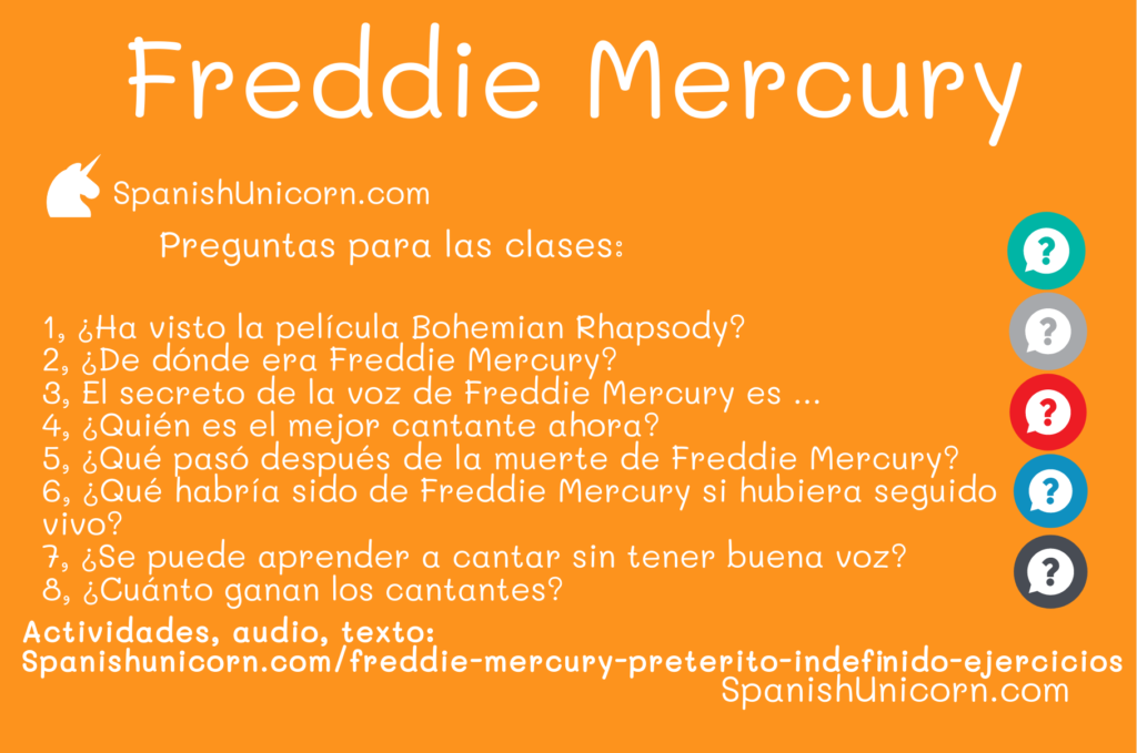 Freddie Mercury - preguntas para las clases de conversación