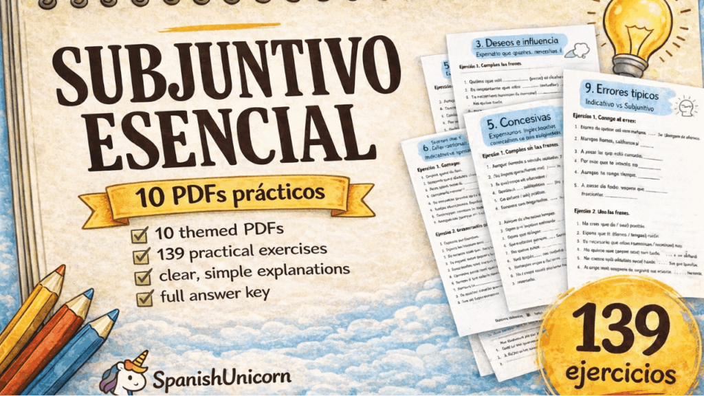 139 ejercicios para practicar el subjuntivo en 10 PDFs temáticos