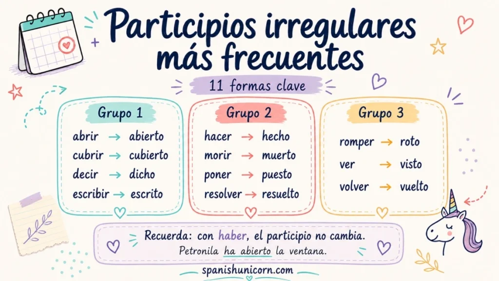 participios irregulares ejemplos y ejercicios interactivos