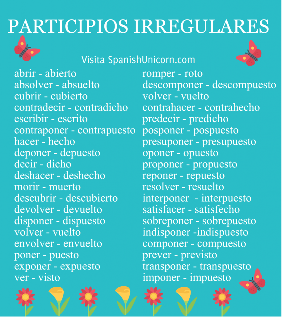 Participios irregulares en español