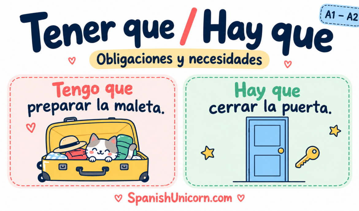 Tener que y hay que: ejemplos para expresar obligaciones y necesidades en español.