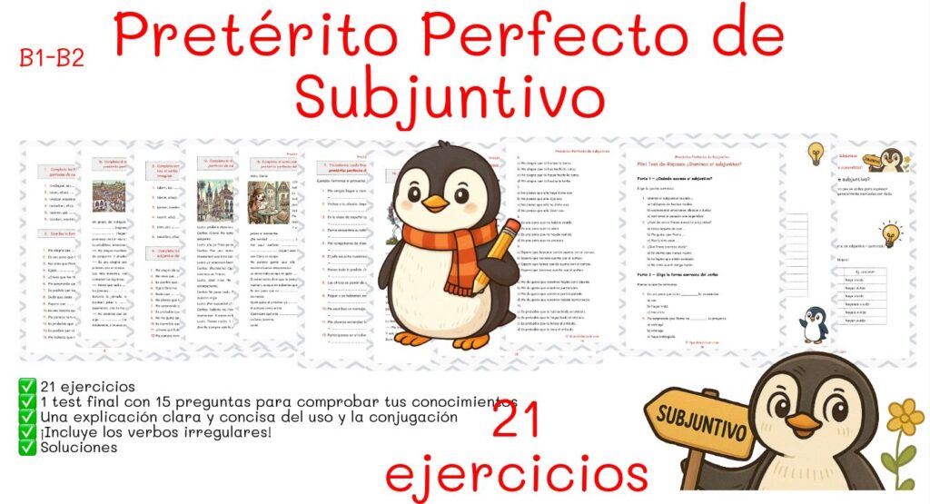Ejercicios para practicar el pretérito perfecto de subjuntivo -21 ejercicios, pdf, A4