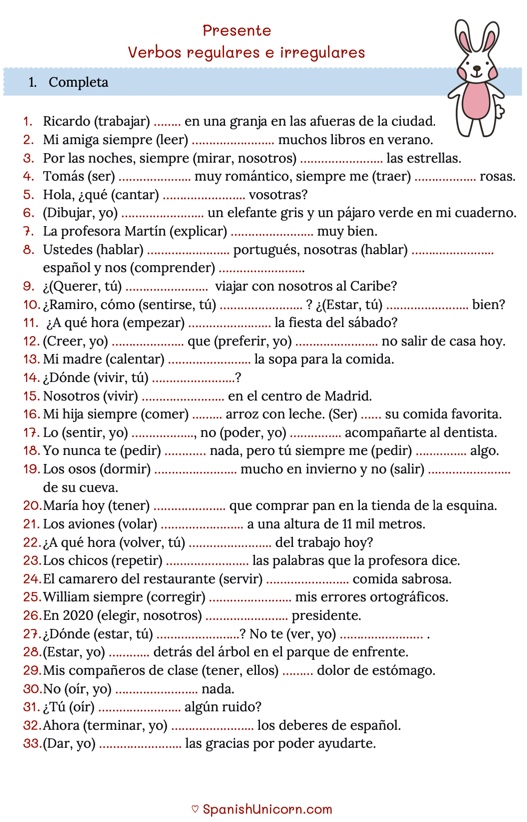 spanish conjugation practice exercises