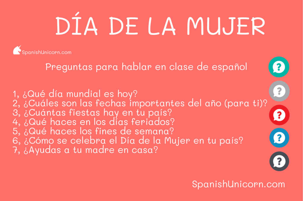 Día Internacional de la Mujer - PREGUNATS PARA CLASES DE español 