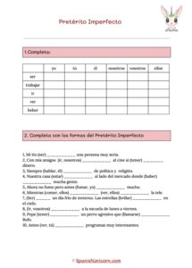 Ejercicios de gramática-Pretérito Imperfecto actividades