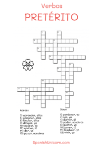Crucigramas en español para imprimir: verbos -312.