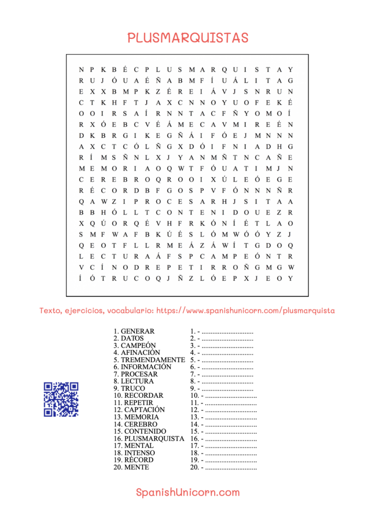 Sopa de letras para practicar español