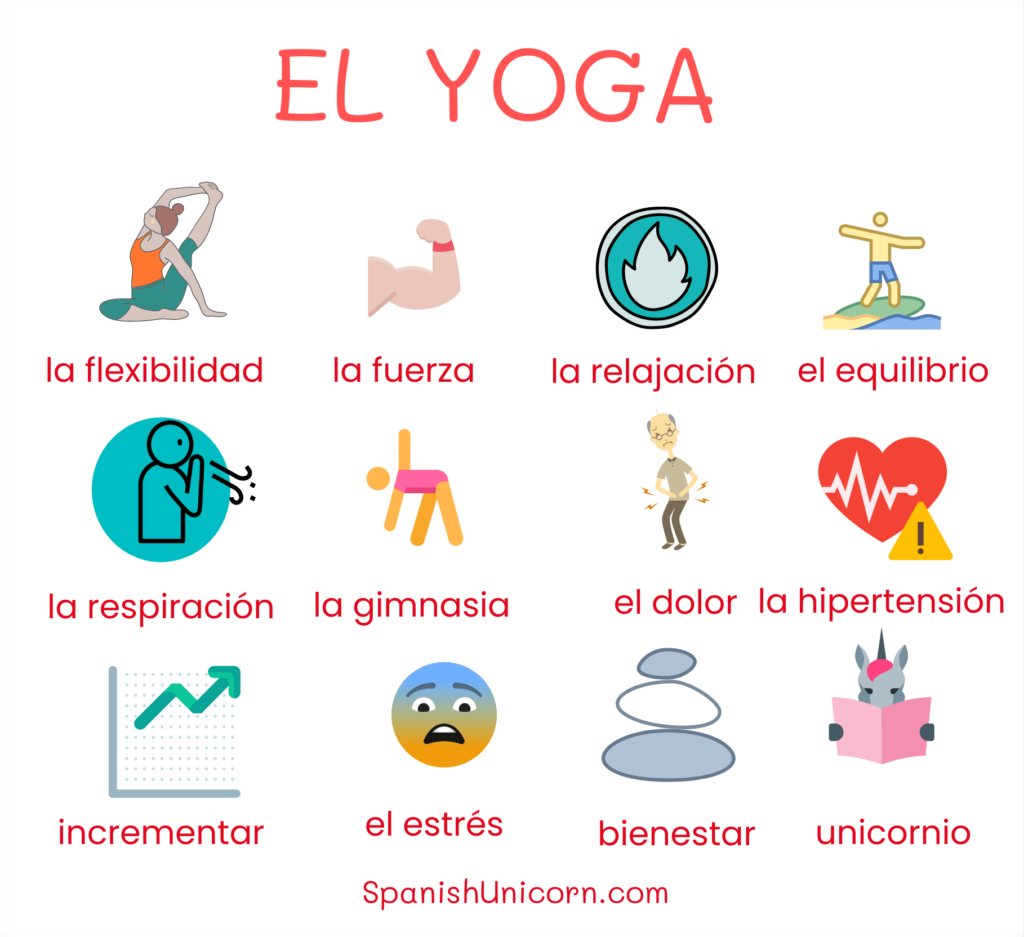 EL Yoga - ejercicios de vocabulario para aprender espanol