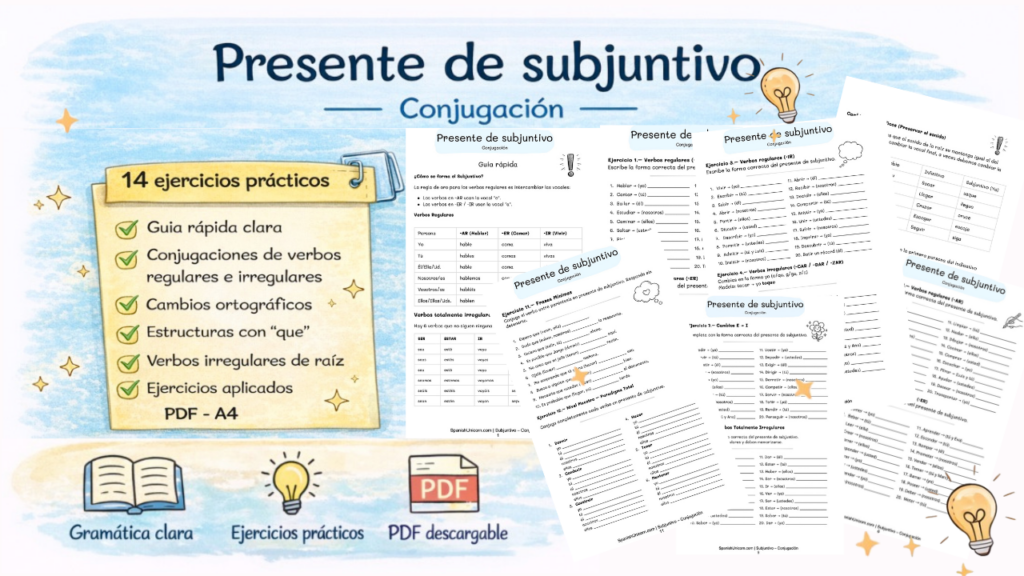 Ejercicios de conjugación pdf, presente de subjuntivo