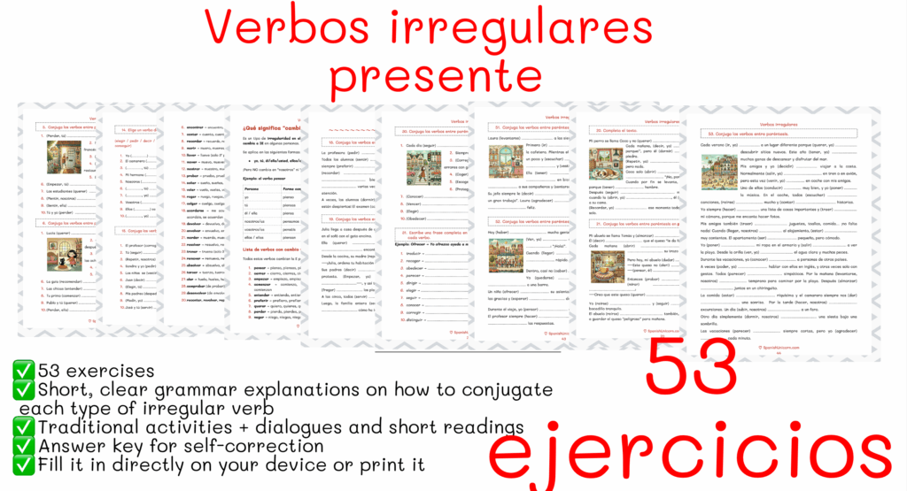 Verbos irregulares ejercicios pdf