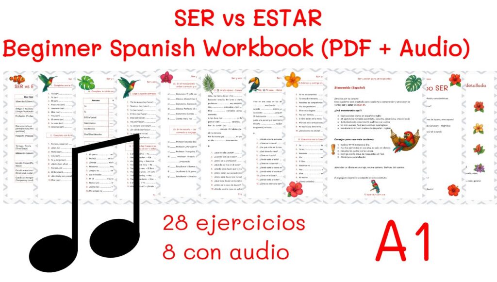 SER vs ESTAR – Beginner Spanish Workbook (PDF + Audio)