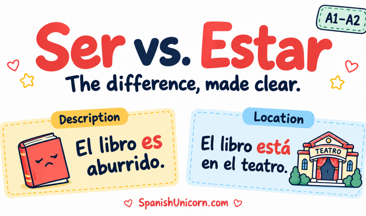 El libro es aburrido and El libro está en el teatro.