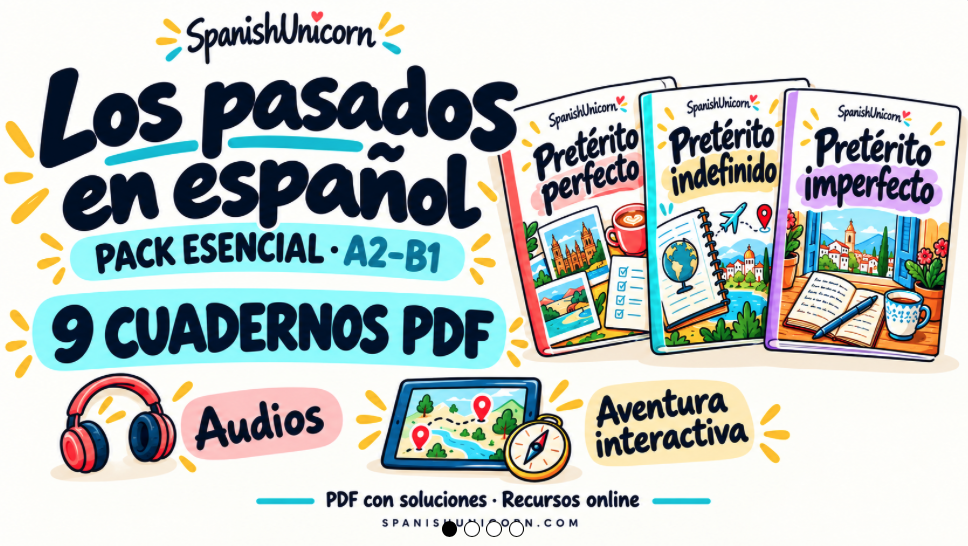 Pack de pasados - 9 fichas y 300 ejercicios de español