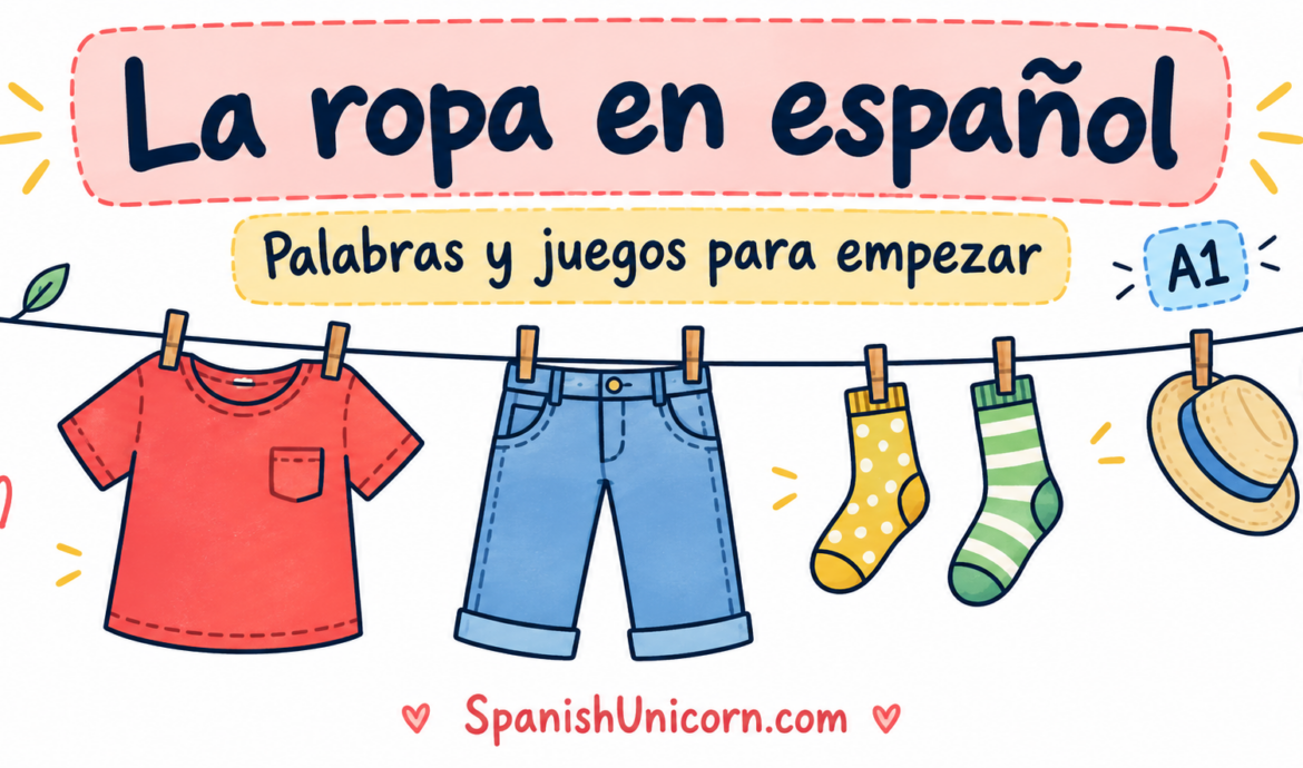 Camiseta, pantalones y calcetines de colores para aprender la ropa en español.