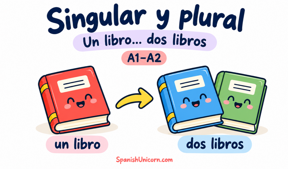Un libro y dos libros: ejemplo de singular y plural en español.