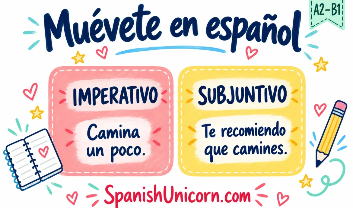 Camina un poco y te recomiendo que camines: imperativo y subjuntivo.