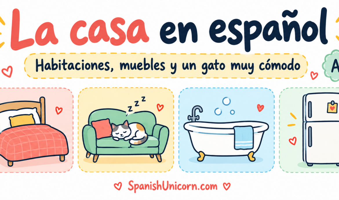 Cama, sofá, bañera y nevera: vocabulario de la casa en español.