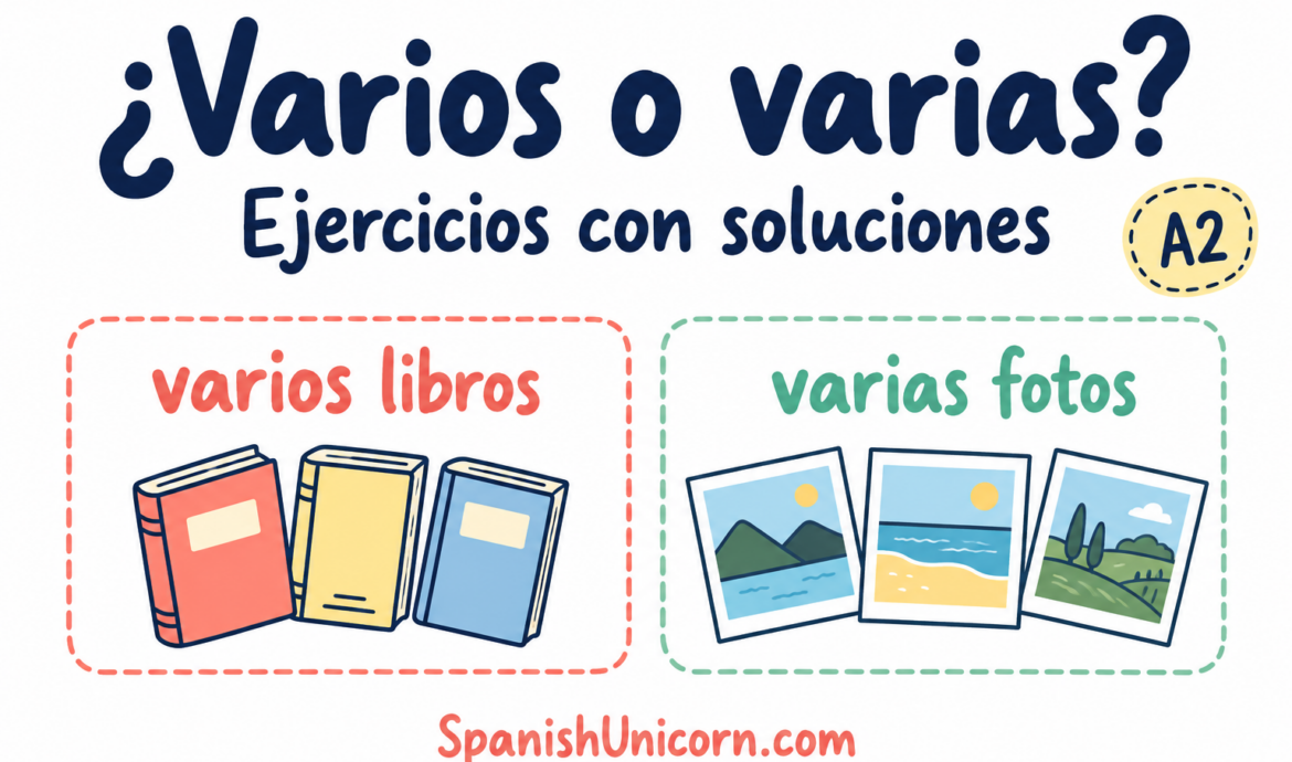 Varios libros y varias fotos: ejercicios de concordancia de nivel A2